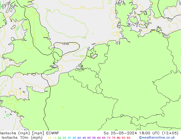Isotachs (mph) ECMWF So 25.05.2024 18 UTC