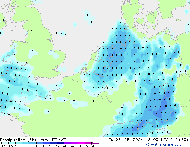 opad (6h) ECMWF wto. 28.05.2024 00 UTC