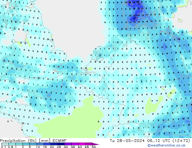 Z500/Rain (+SLP)/Z850 ECMWF mar 28.05.2024 12 UTC