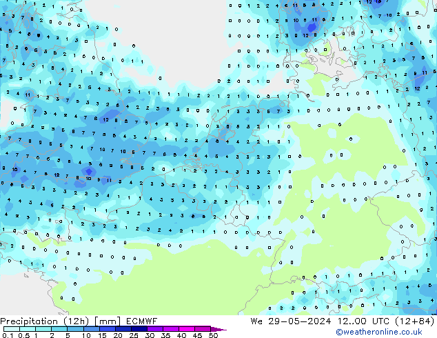 Precipitazione (12h) ECMWF mer 29.05.2024 00 UTC