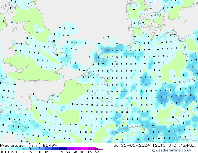 Precipitation ECMWF Sa 25.05.2024 15 UTC