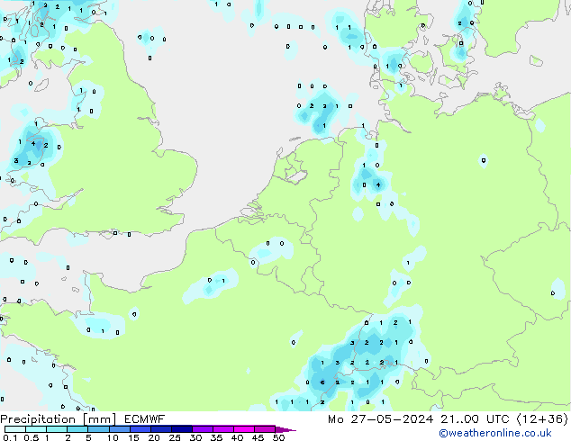 Precipitazione ECMWF lun 27.05.2024 00 UTC