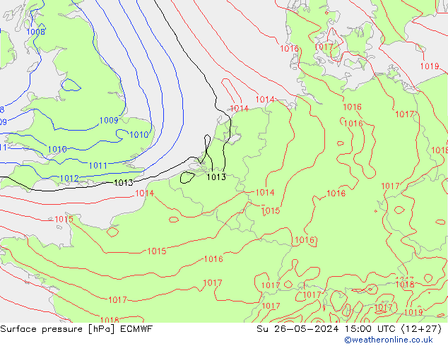 pressão do solo ECMWF Dom 26.05.2024 15 UTC