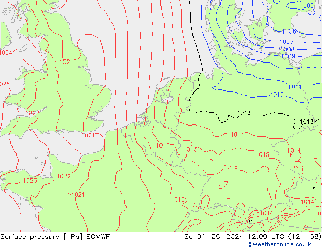 Luchtdruk (Grond) ECMWF za 01.06.2024 12 UTC