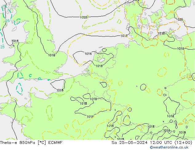 Theta-e 850hPa ECMWF  25.05.2024 12 UTC
