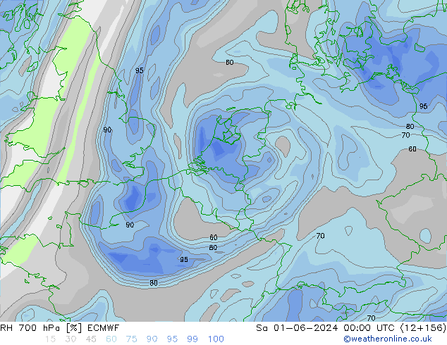 RH 700 гПа ECMWF сб 01.06.2024 00 UTC