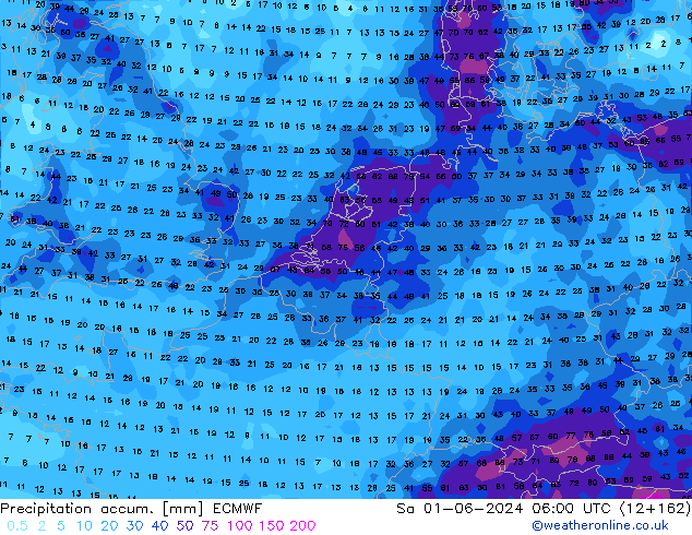 Precipitation accum. ECMWF  01.06.2024 06 UTC