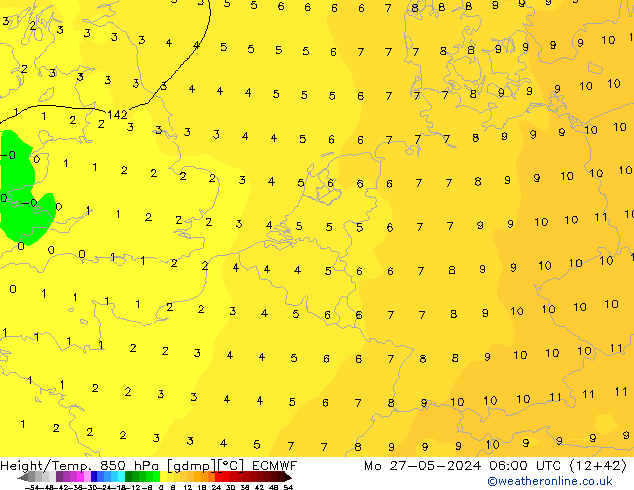 Z500/Rain (+SLP)/Z850 ECMWF lun 27.05.2024 06 UTC