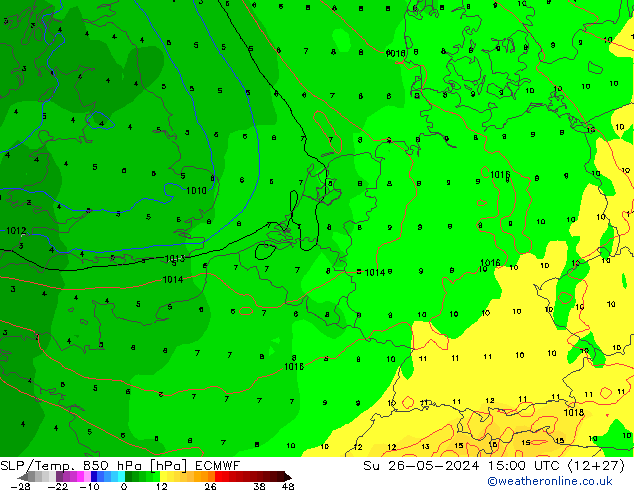 SLP/Temp. 850 hPa ECMWF Su 26.05.2024 15 UTC