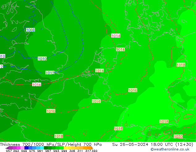 Thck 700-1000 hPa ECMWF Ne 26.05.2024 18 UTC