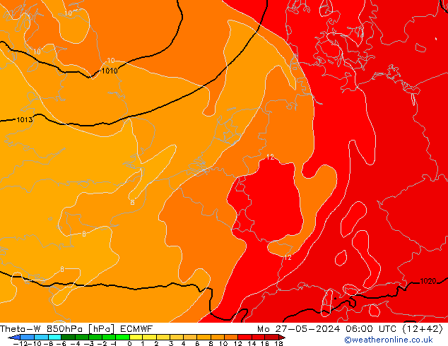 Theta-W 850hPa ECMWF Pzt 27.05.2024 06 UTC