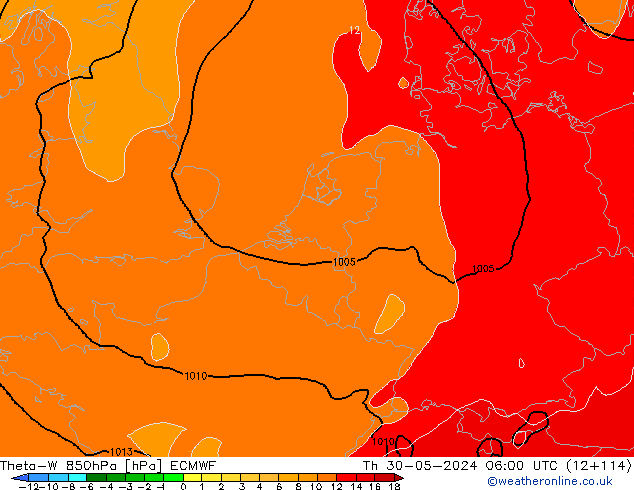 Theta-W 850hPa ECMWF Th 30.05.2024 06 UTC