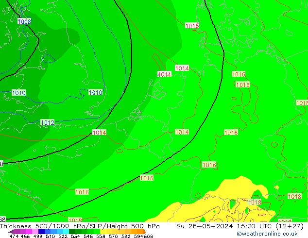 500-1000 hPa Kalınlığı ECMWF Paz 26.05.2024 15 UTC