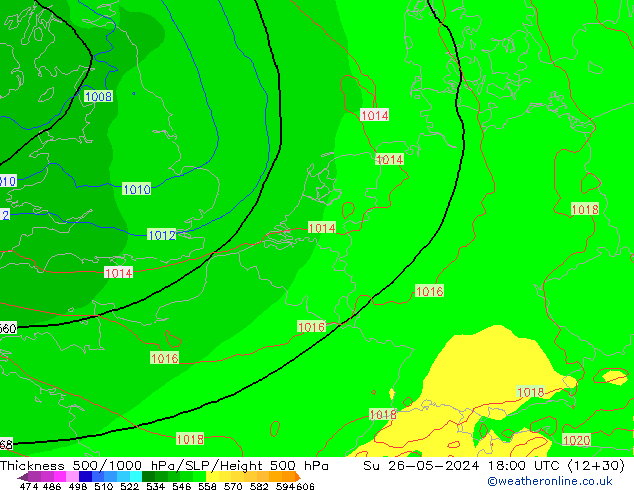 Thck 500-1000hPa ECMWF dom 26.05.2024 18 UTC