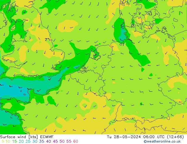 Surface wind ECMWF Tu 28.05.2024 06 UTC