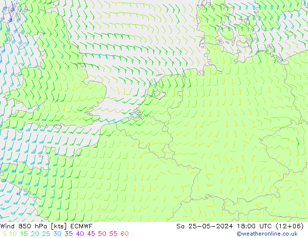 Wind 850 hPa ECMWF Sa 25.05.2024 18 UTC