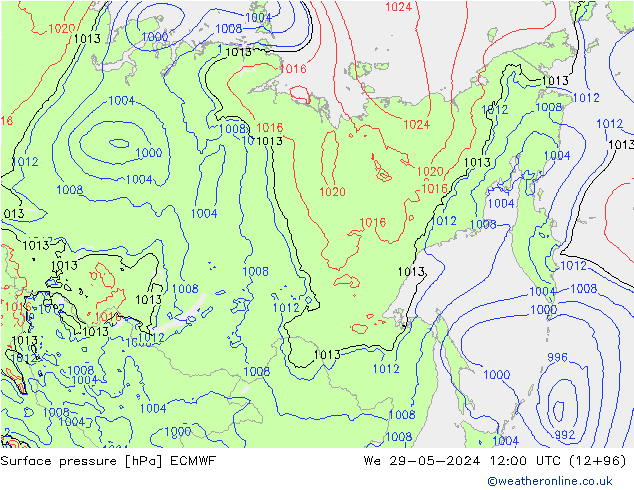 pressão do solo ECMWF Qua 29.05.2024 12 UTC