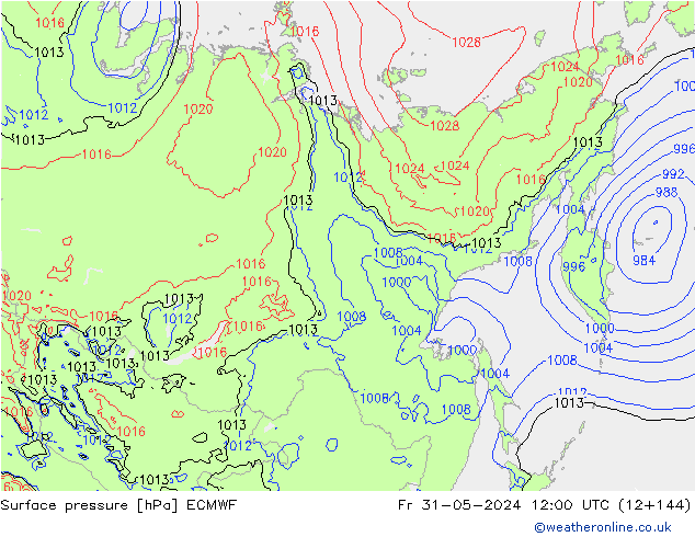 Surface pressure ECMWF Fr 31.05.2024 12 UTC