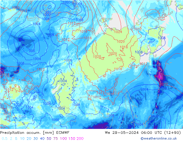 Precipitation accum. ECMWF We 29.05.2024 06 UTC