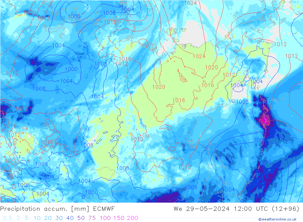 Precipitation accum. ECMWF  29.05.2024 12 UTC