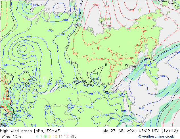 High wind areas ECMWF Mo 27.05.2024 06 UTC