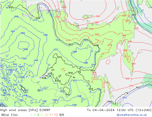 High wind areas ECMWF mar 04.06.2024 12 UTC