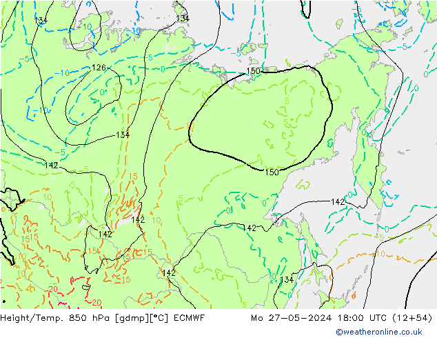 Z500/Rain (+SLP)/Z850 ECMWF Mo 27.05.2024 18 UTC