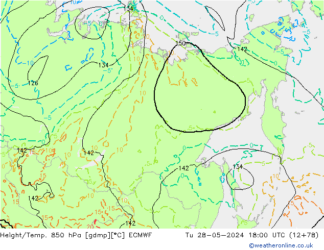 Z500/Rain (+SLP)/Z850 ECMWF Ter 28.05.2024 18 UTC