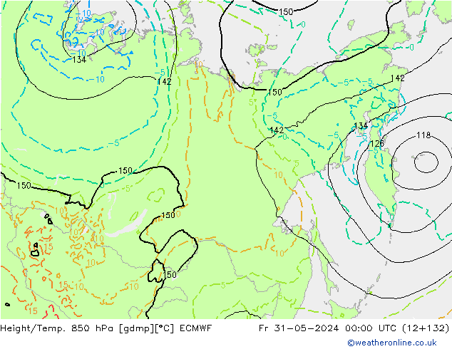 Z500/Regen(+SLP)/Z850 ECMWF vr 31.05.2024 00 UTC