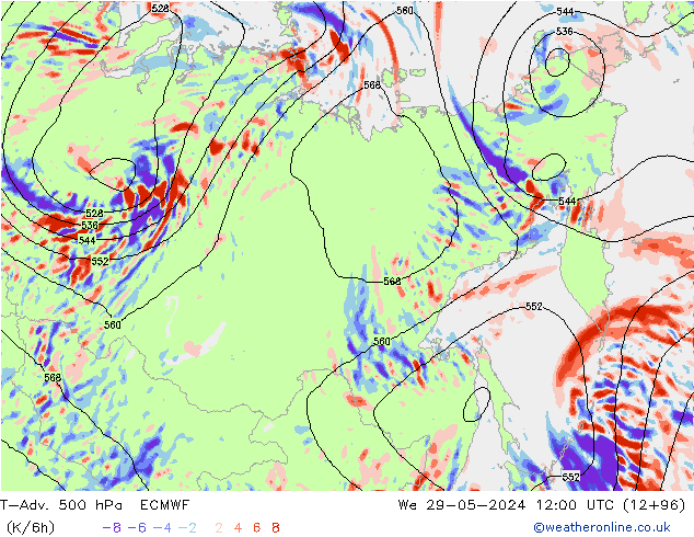 T-Adv. 500 hPa ECMWF  29.05.2024 12 UTC