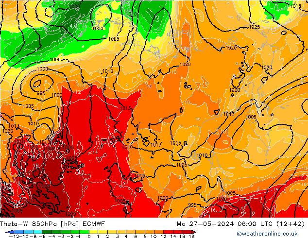 Theta-W 850hPa ECMWF Mo 27.05.2024 06 UTC