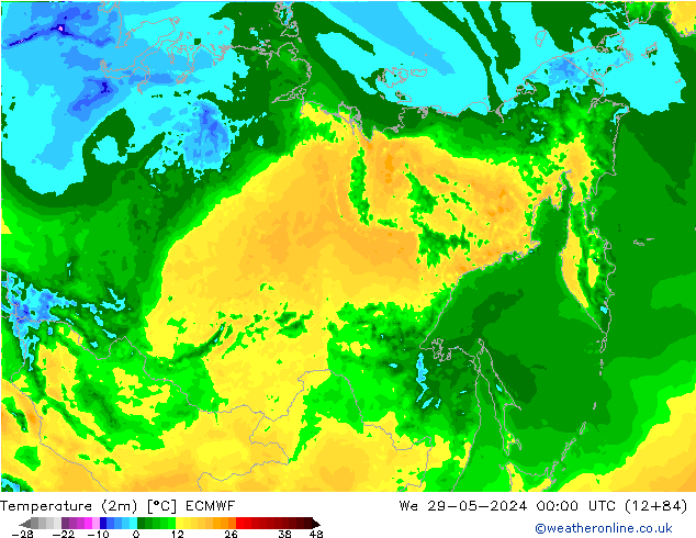 Temperature (2m) ECMWF We 29.05.2024 00 UTC