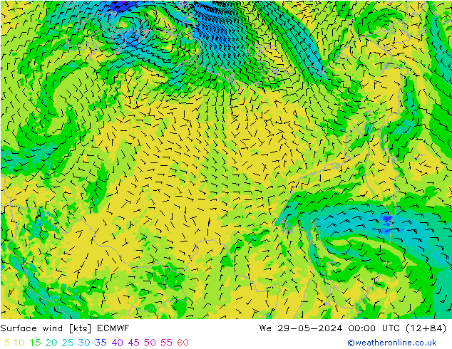 Rüzgar 10 m ECMWF Çar 29.05.2024 00 UTC