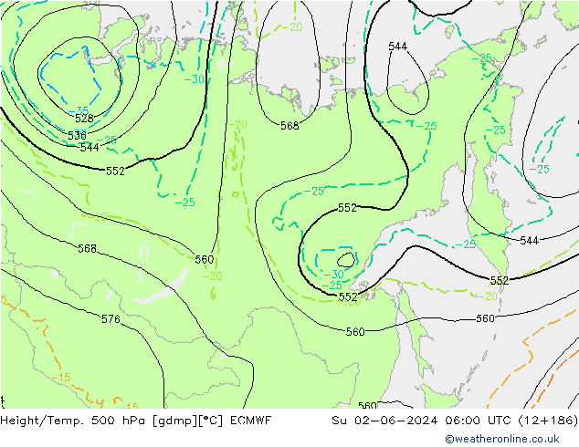 Z500/Rain (+SLP)/Z850 ECMWF Ne 02.06.2024 06 UTC