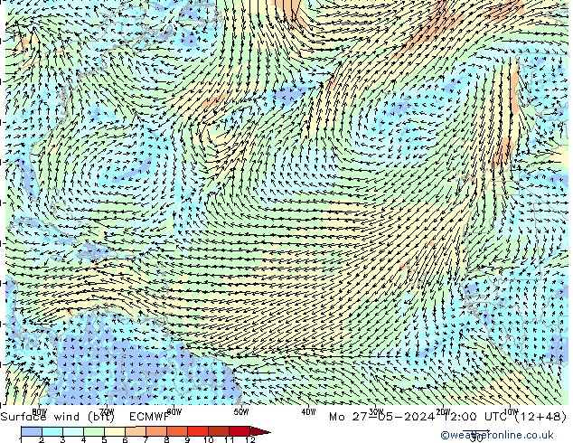 Vent 10 m (bft) ECMWF lun 27.05.2024 12 UTC