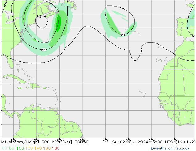 Jet stream/Height 300 hPa ECMWF Ne 02.06.2024 12 UTC