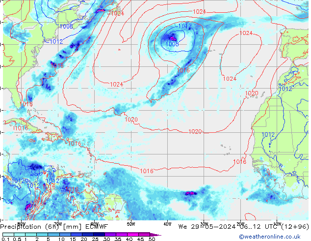 Precipitation (6h) ECMWF St 29.05.2024 12 UTC