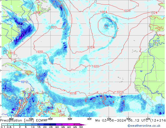 Precipitation ECMWF Mo 03.06.2024 12 UTC