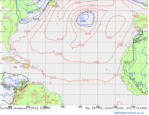 Bodendruck ECMWF Mi 29.05.2024 12 UTC