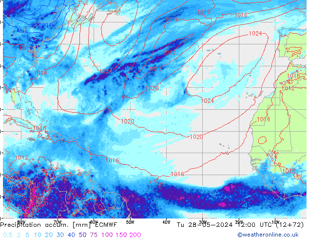 Precipitation accum. ECMWF Tu 28.05.2024 12 UTC