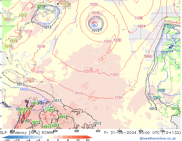 тенденция давления ECMWF пт 31.05.2024 00 UTC