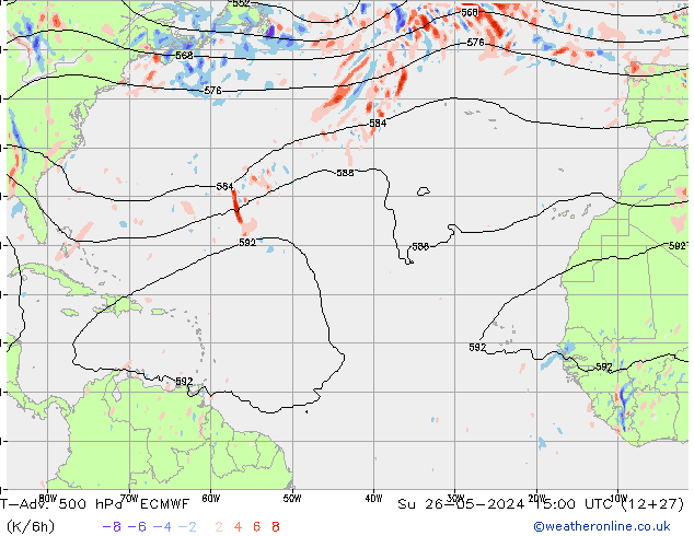 T-Adv. 500 гПа ECMWF Вс 26.05.2024 15 UTC