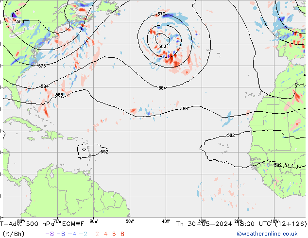 T-Adv. 500 hPa ECMWF Do 30.05.2024 18 UTC