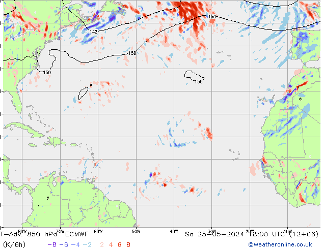 T-Adv. 850 hPa ECMWF Sáb 25.05.2024 18 UTC