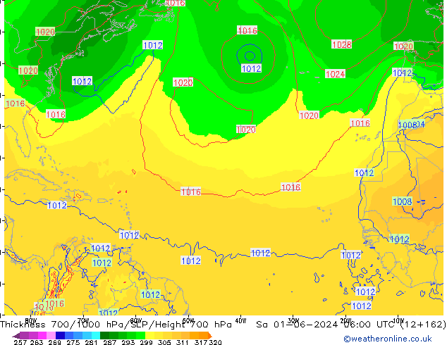 Thck 700-1000 hPa ECMWF Sa 01.06.2024 06 UTC