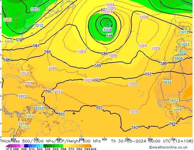 Thck 500-1000hPa ECMWF Th 30.05.2024 00 UTC