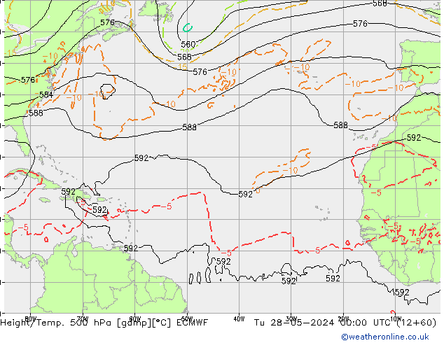 Z500/Rain (+SLP)/Z850 ECMWF вт 28.05.2024 00 UTC