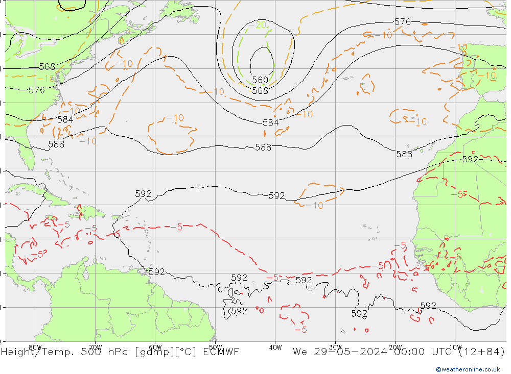 Z500/Rain (+SLP)/Z850 ECMWF We 29.05.2024 00 UTC