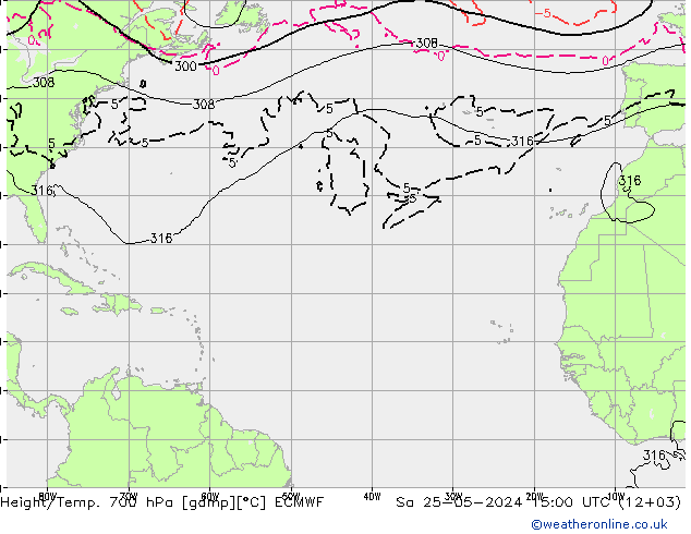 Géop./Temp. 700 hPa ECMWF sam 25.05.2024 15 UTC