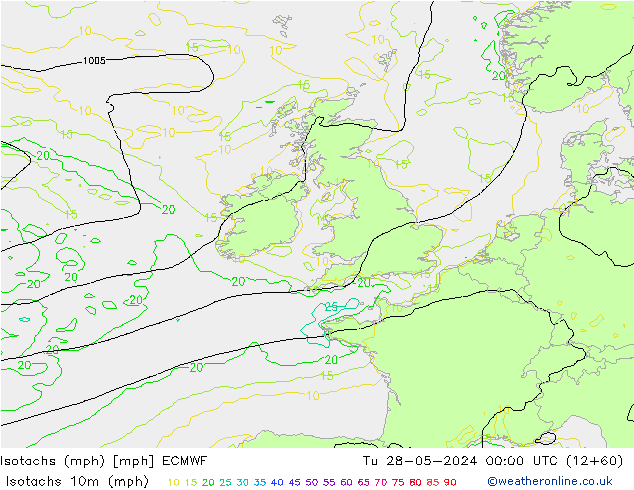 Isotachen (mph) ECMWF di 28.05.2024 00 UTC